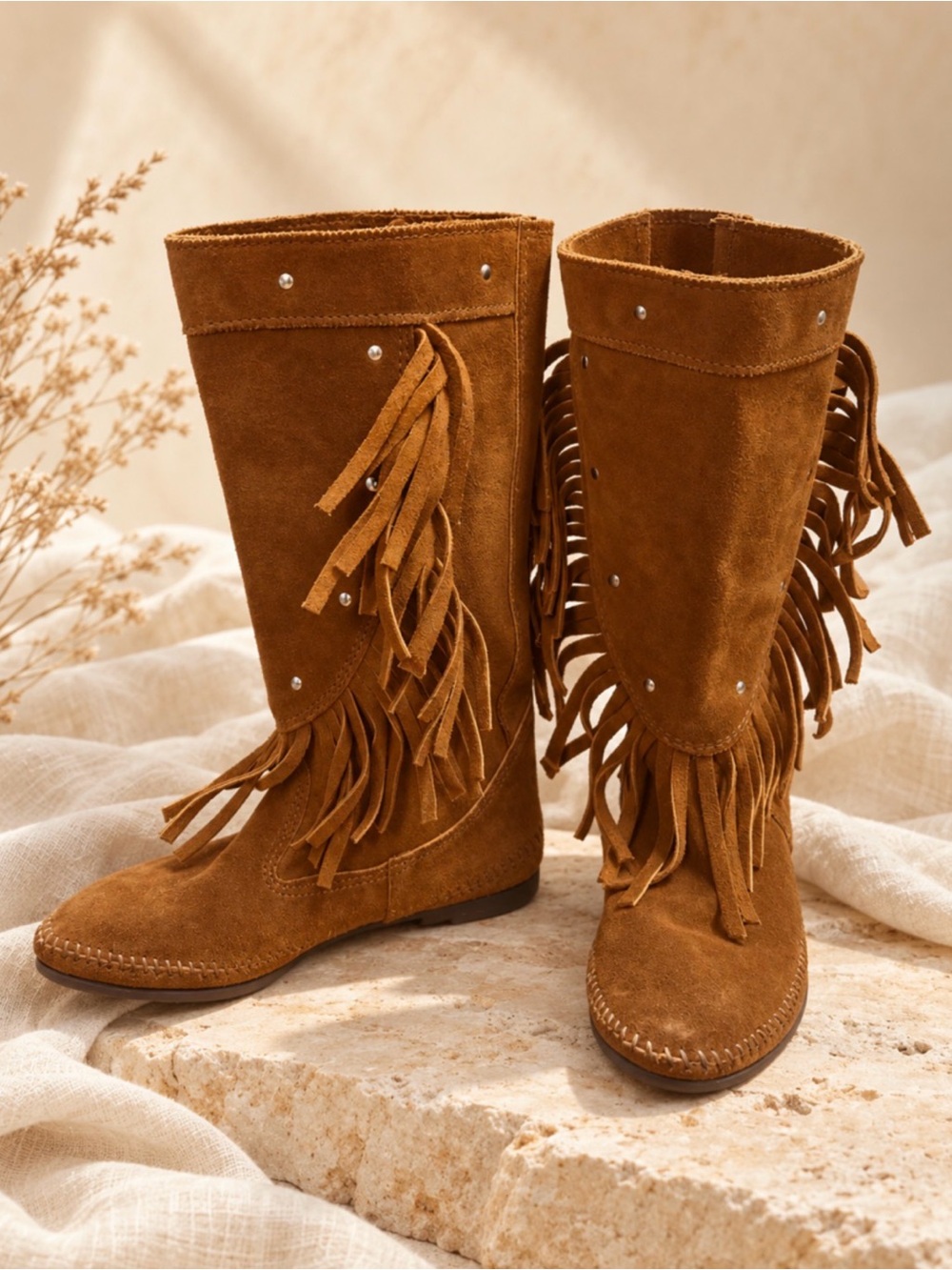 MINNETONKA Suede Fringe Mid-Calf Boots